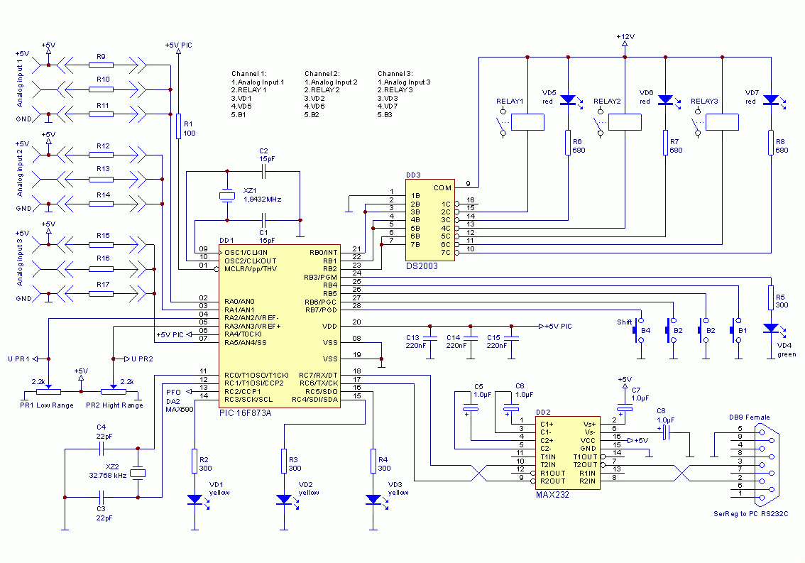 Pic16f73 i sp схемы